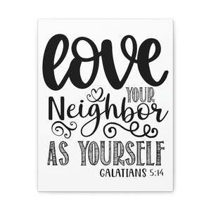 Scripture Sign Love Your Neighbor Galatians 5:14 Heart Christian Wall Art Print